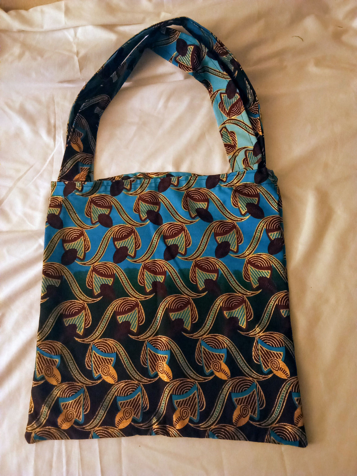 Petit tote bag bleu marron