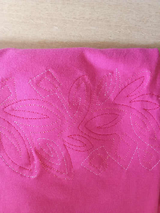 T-shirt femme brodée rose