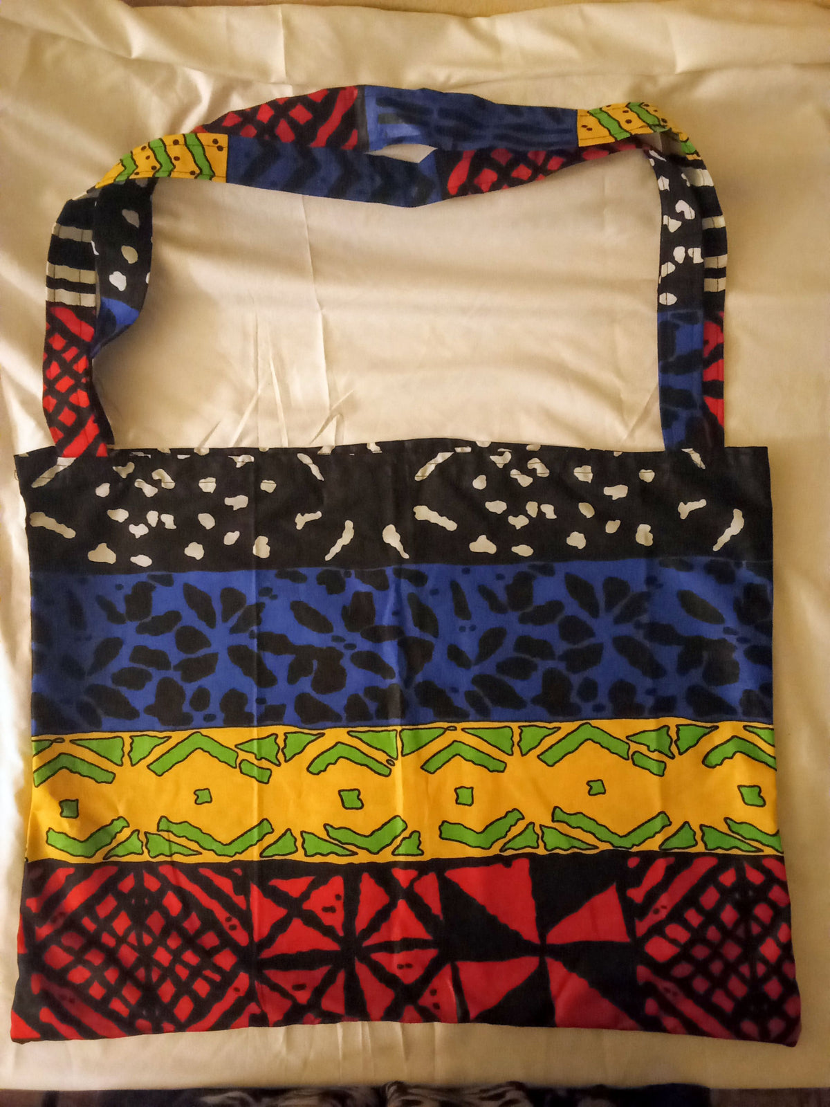 Grand tôte bag jaune bleu noir